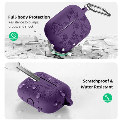 Lerobo Capa Gravada p/ AirPods Pro 1/2 Geração com Mosquetão (Roxo)