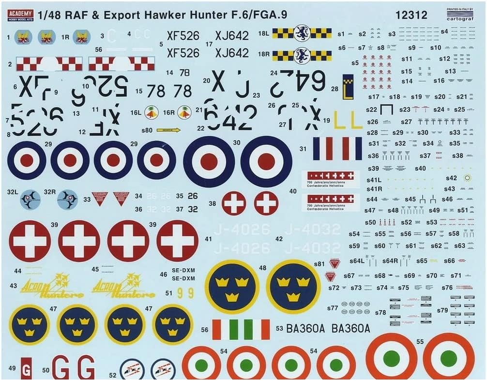 Academy 12312 Kit Modelo 1:48 Hawker Hunter F.6/FGA.9 RAF & Export