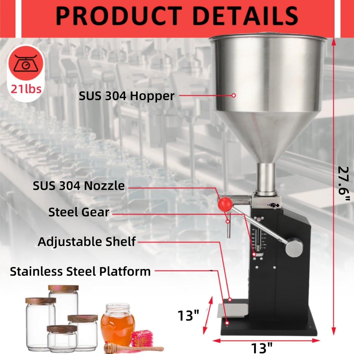 Takywep Máquina de Envase Manual 100ml para Líquidos e Pastas Inox