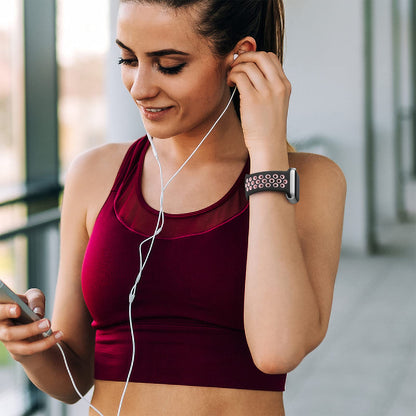 Lerobo Pulseira Esportiva Compatível com Apple Watch (Preto/Rosa)