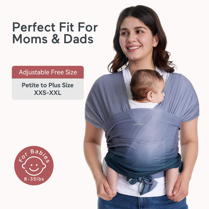 Momcozy Baby Wrap Carrier, Sling Ergonômico para Bebê de 8-35 lbs (Azul Gradiente)