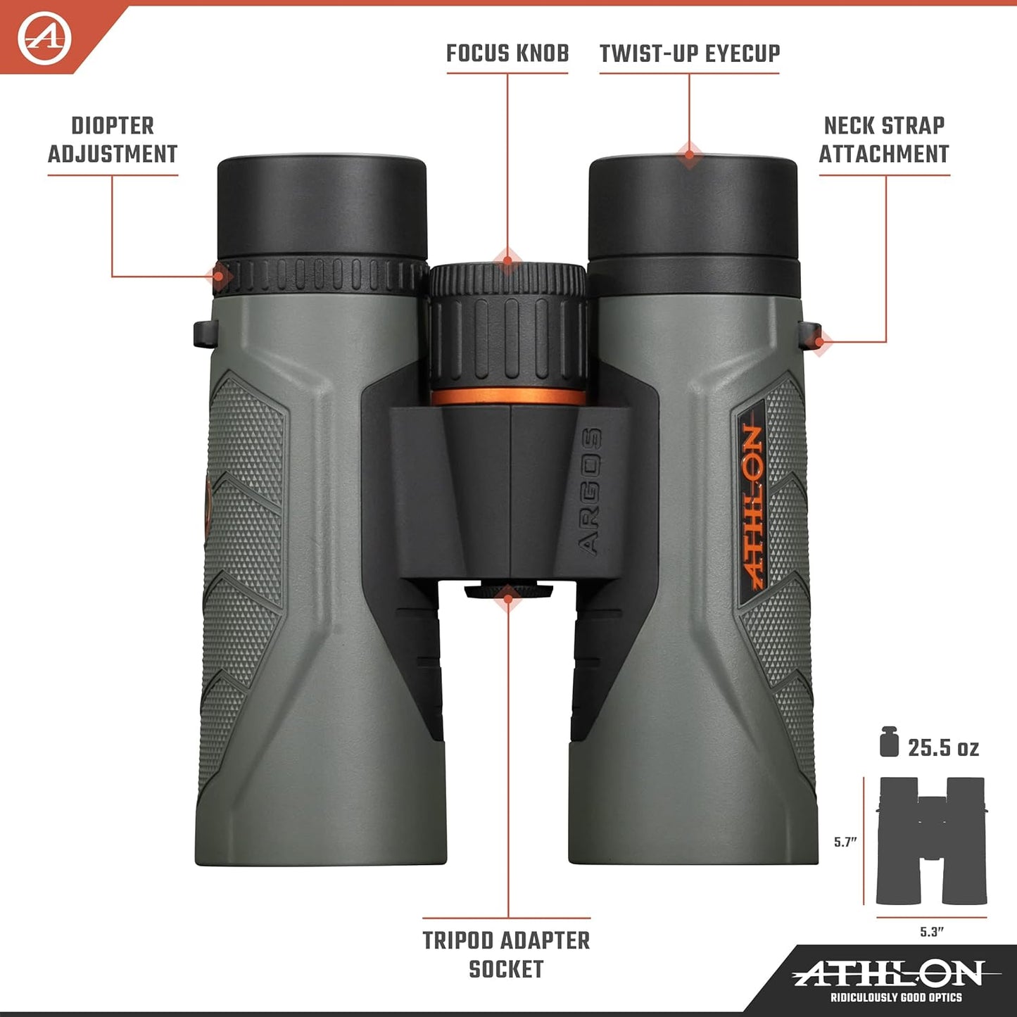 Athlon Optics Binóculo Argos G2 8x42 cinza HD