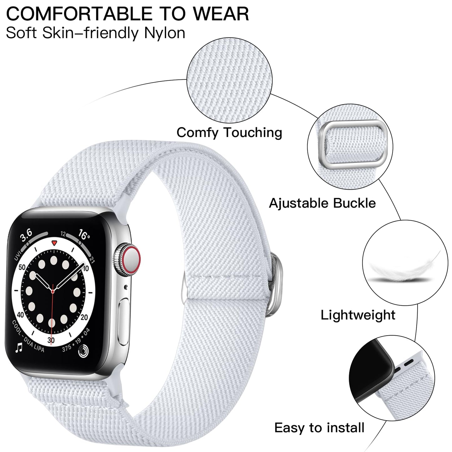 Lerobo Pulseira Trançada Compatível com Apple Watch 38mm a 49mm (Branco)