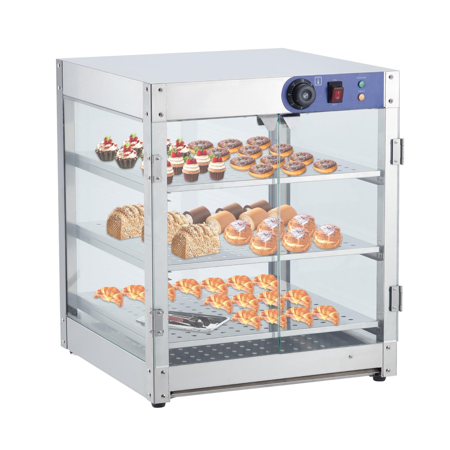 Takywep Vitrine Aquecedora de Alimentos Comercial 800W com 3 Níveis (Prata)