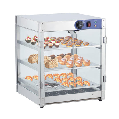 Takywep Vitrine Aquecedora de Alimentos Comercial 800W com 3 Níveis (Prata)