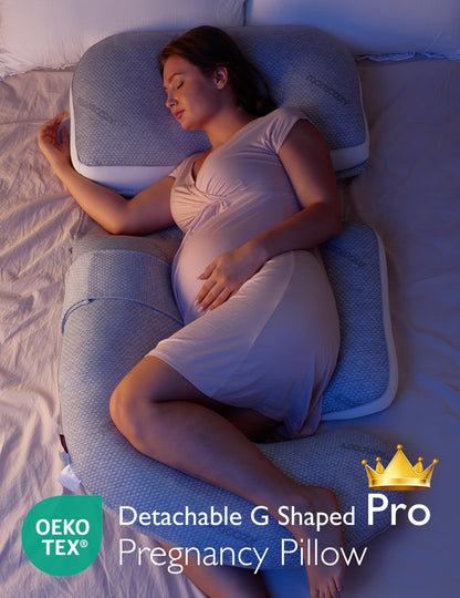 Momcozy Almofada de Gravidez G-Shape Pro Removível Corpo Completo Cinza