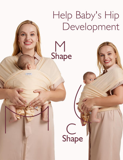 Momcozy Sling para Bebê AirMesh Bege, Leve e Ergonômico, 8-35 lbs