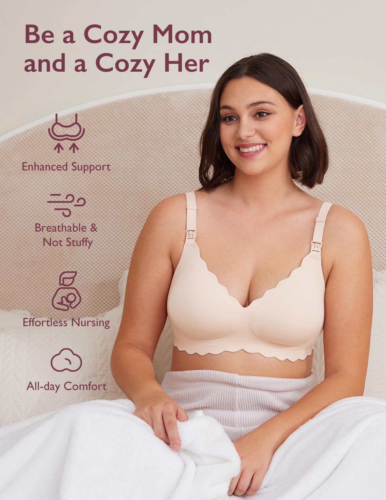 Momcozy Sutiã Amamentação Sem Costura Jelly Strip Creme XXG Plus