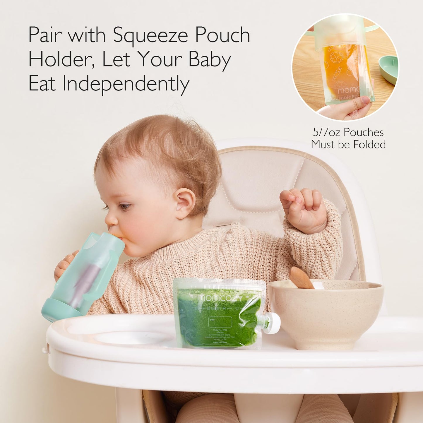 Momcozy Pouches Reutilizáveis para Papinha 10 Unid. 5oz - BPA Free