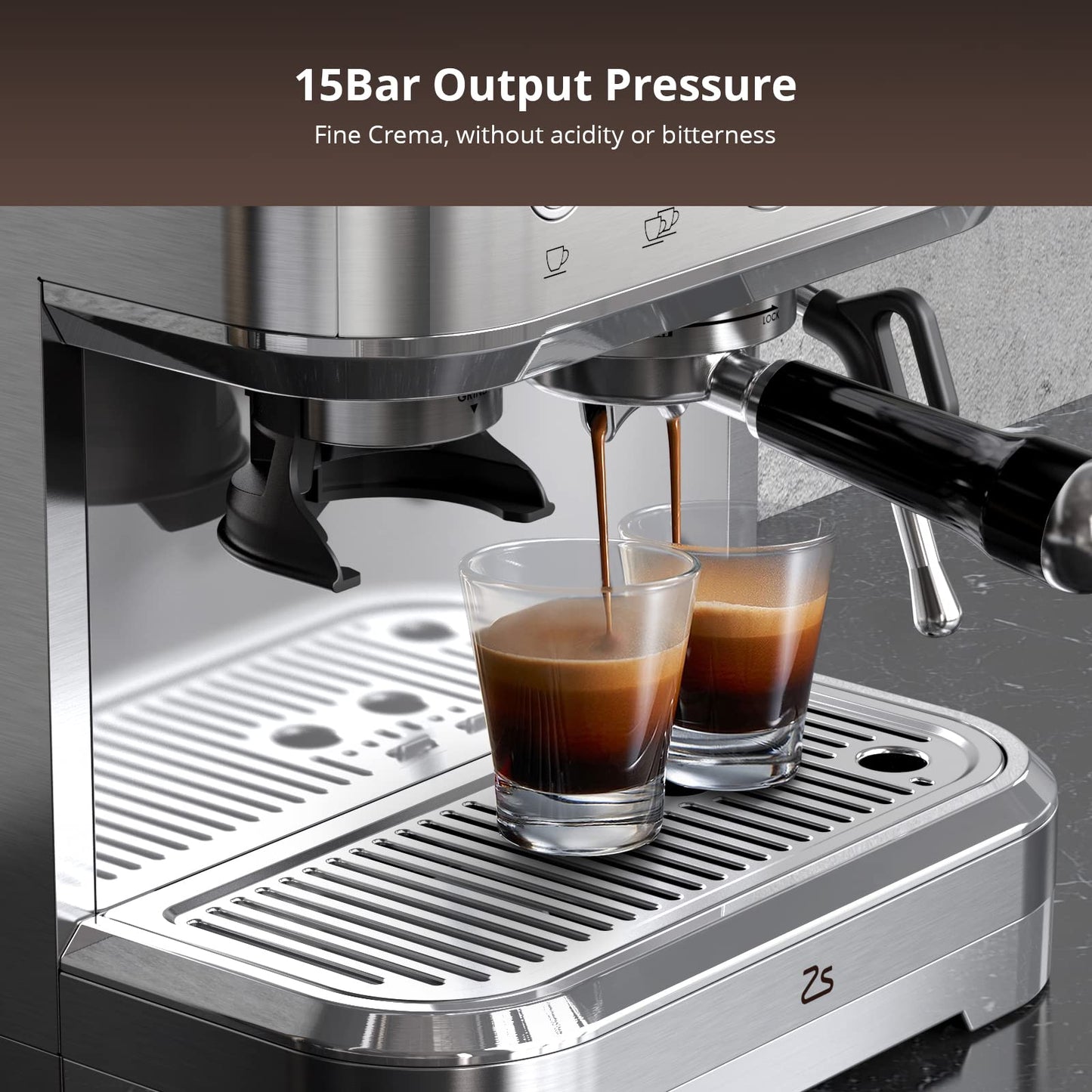 Takywep Máquina de Espresso Profissional 15 Bar com Moedor Cinza