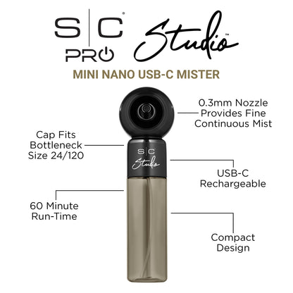 Mini Nano Mister Stylecraft com Atomização de Alta Pressão, Preto