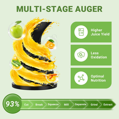 AMZCHEF Slow Juicer 80MM Chute, Alta Eficiência para Frutas e Vegetais (Prata)