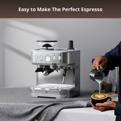 Takywep Máquina de Espresso Profissional 15 Bar com Moedor Cinza