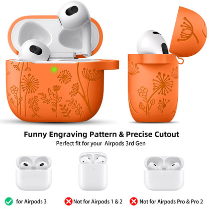 Lerobo Capa Gravada para AirPods 3ª Geração com Chaveiro (Laranja)