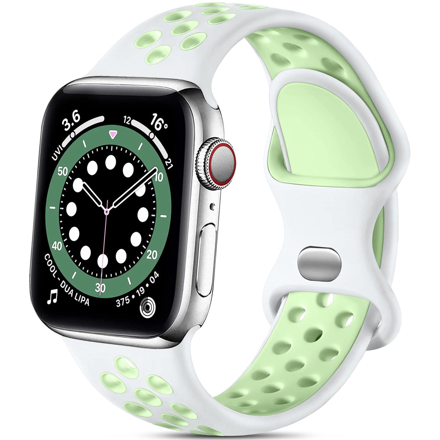 Lerobo Pulseira Esportiva Compatível com Apple Watch (Branco/Verde)