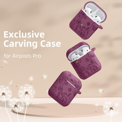 Lerobo Capa Floral Silicone Compatível com AirPods 1ª/2ª Geração (Vermelho Purpúreo)