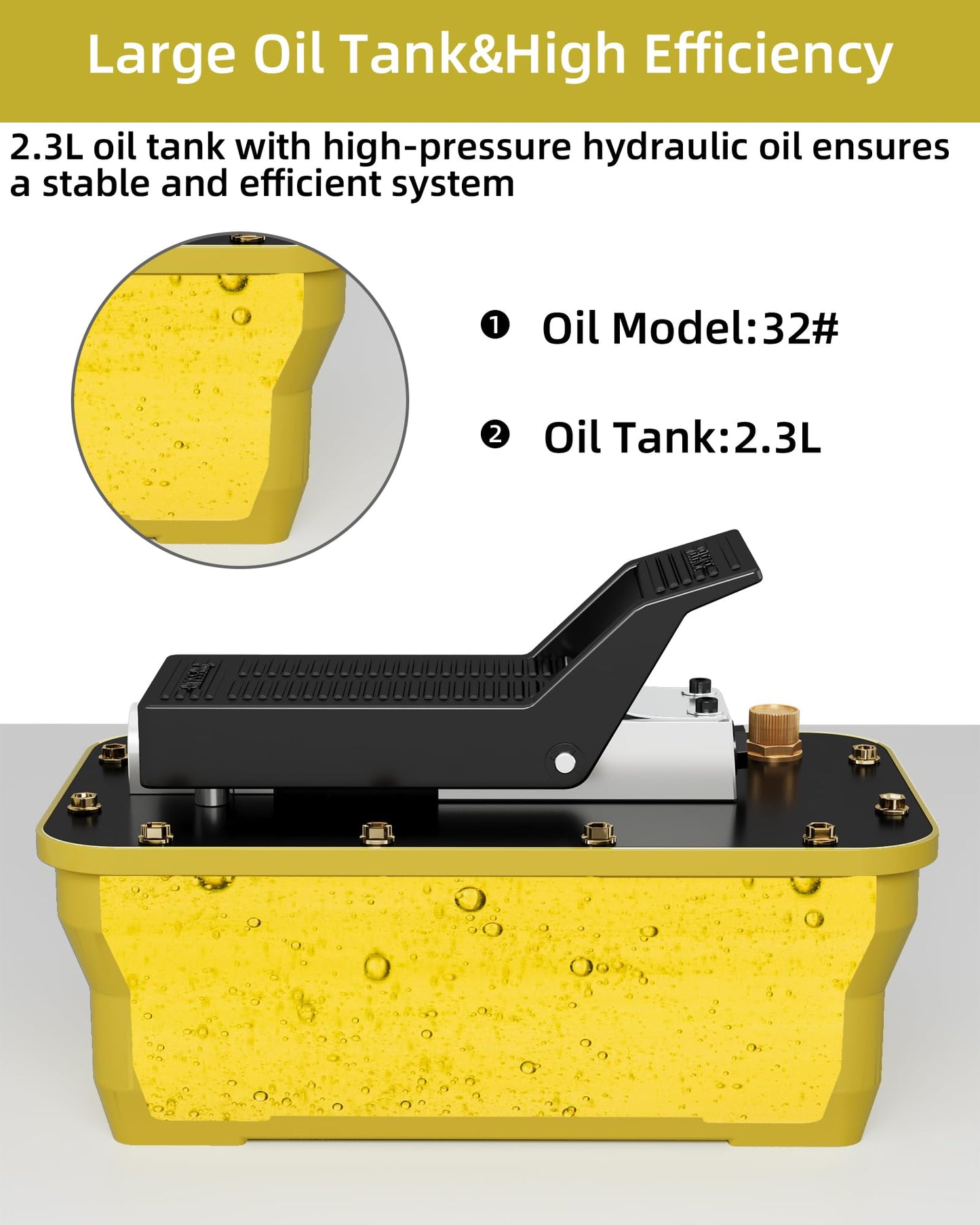 Takywep Bomba Hidráulica Pneumática 10.000 PSI 2,3L Amarela