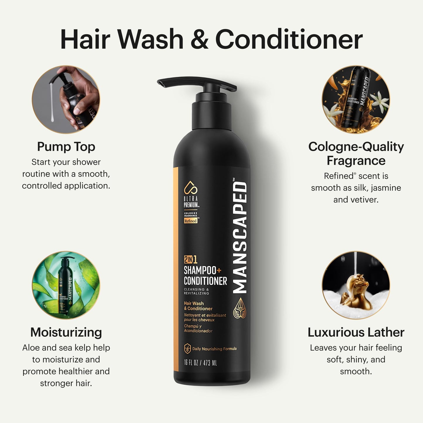 MANSCAPED 2 em 1 Shampoo e Condicionador UltraPremium 473ml