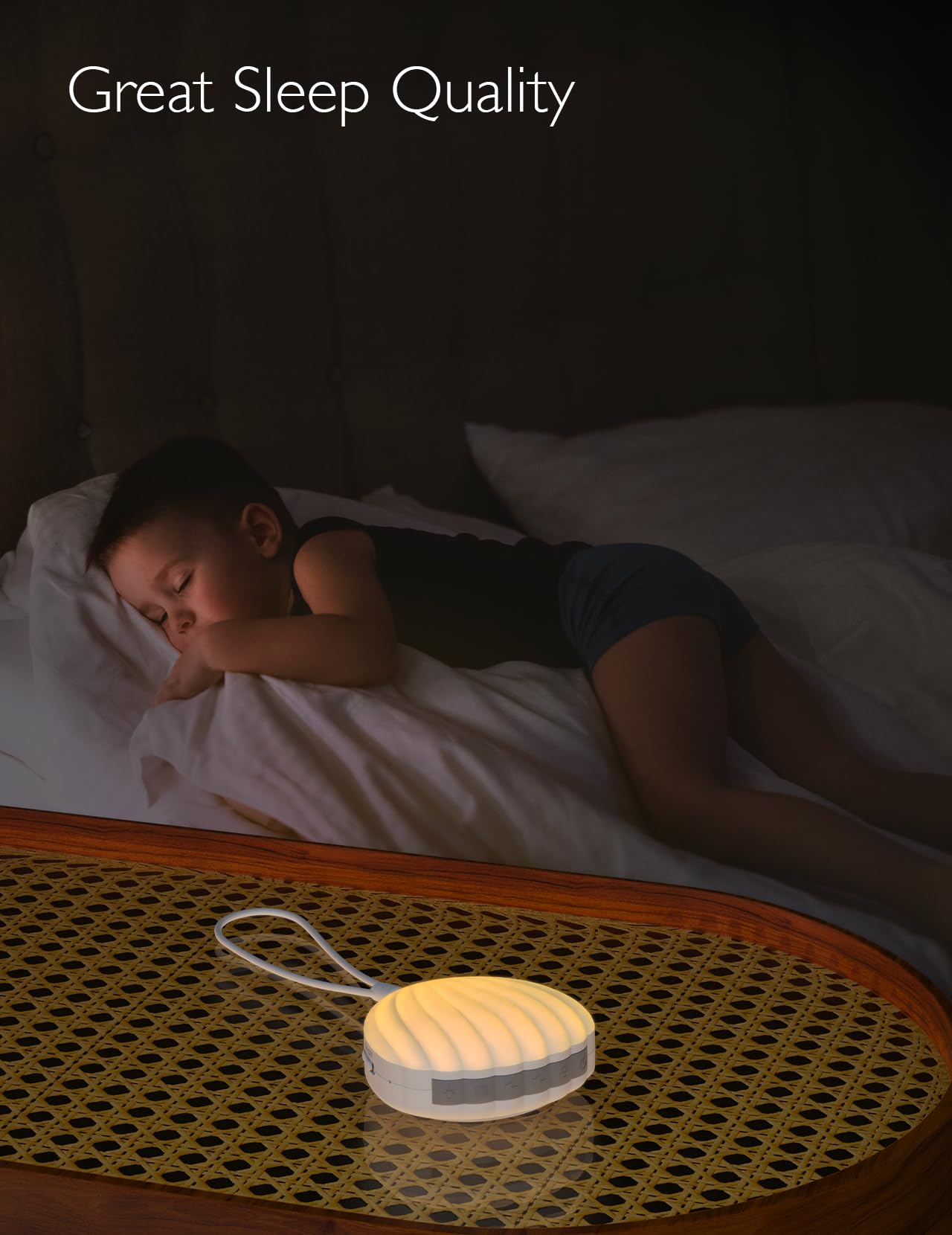 Momcozy Máquina de Som Portátil Little Shell com Luz Noturna e 15 Sons