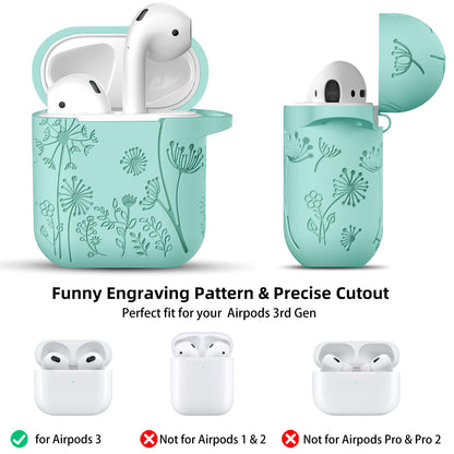 Lerobo Capa Gravada para AirPods 1/2 com Mosquetão (Verde Menta)