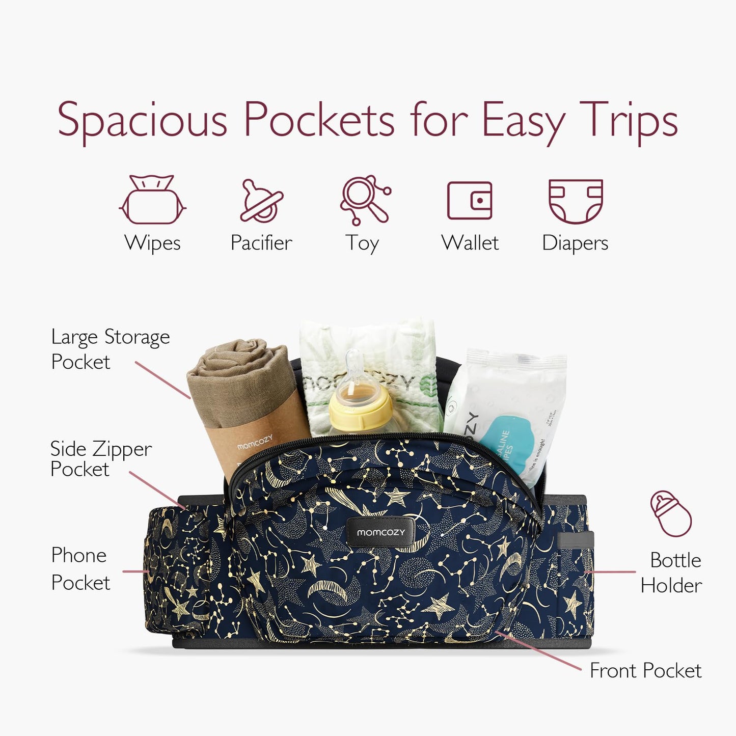 Momcozy Canguru Hip Seat Ergonômico para Bebê Starry Sky G