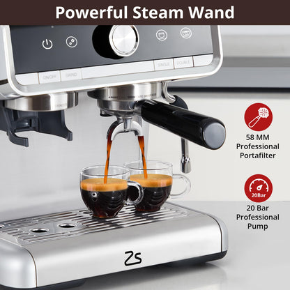 Takywep Máquina de Espresso 20 Bar Aço Inox Prata com Vaporizador