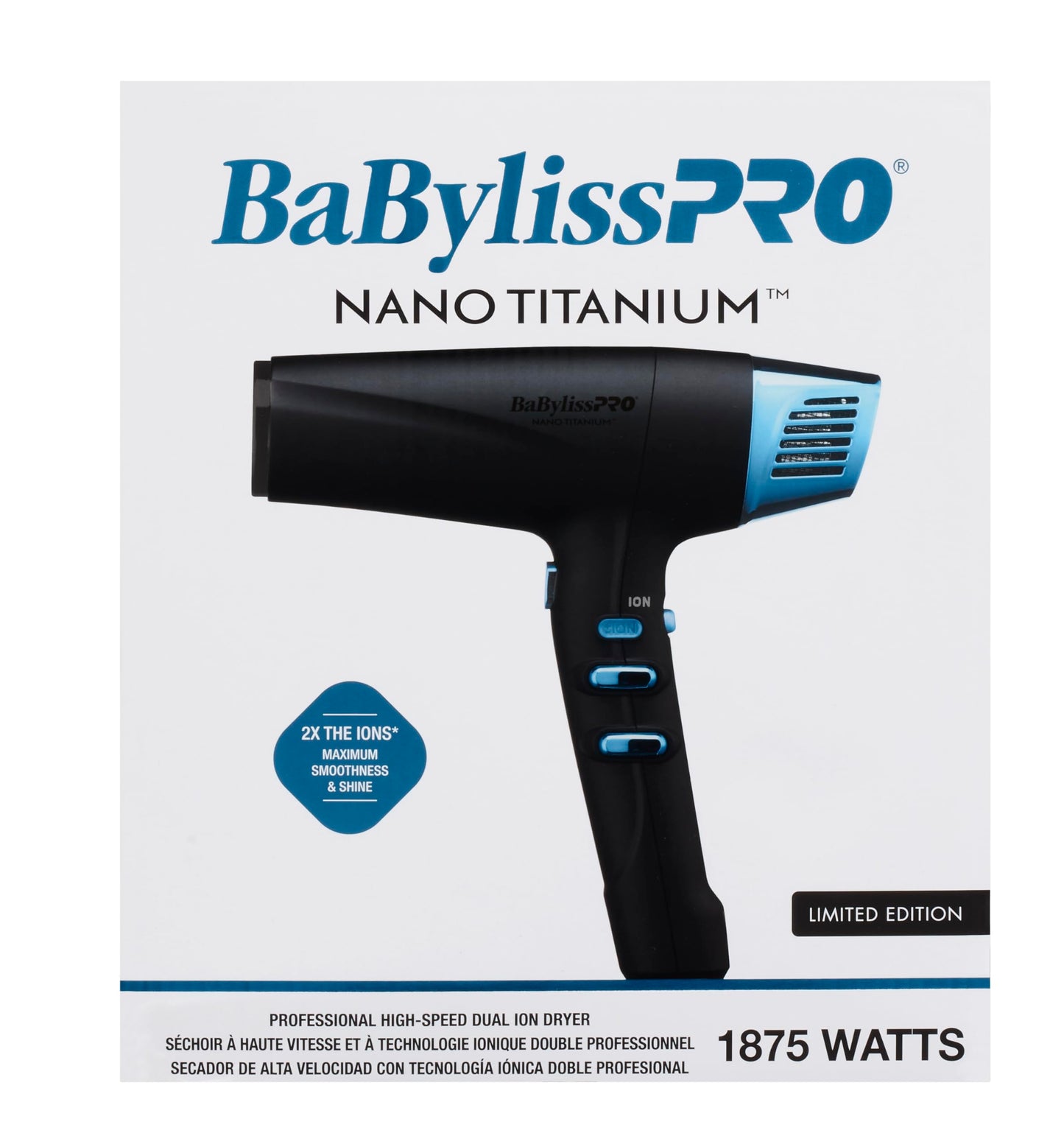 Secador BaBylissPRO Nano Titanium 1875W Iônico Preto