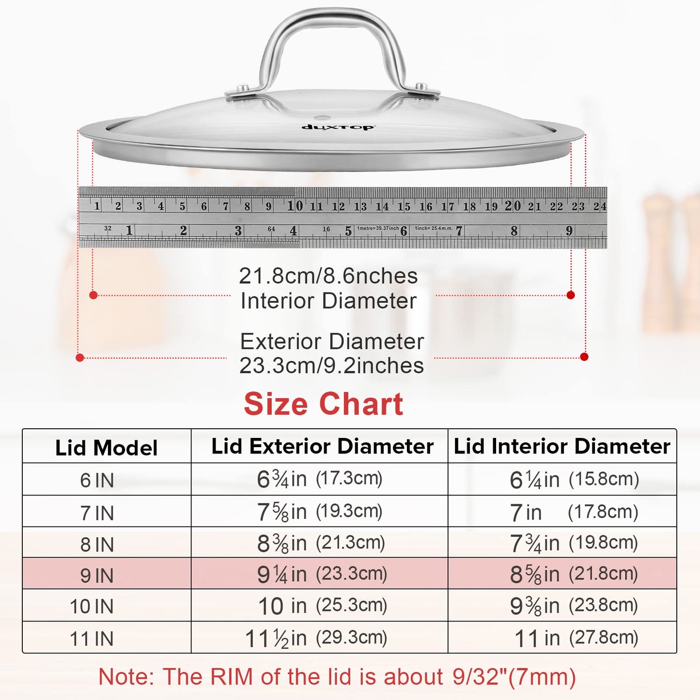 Duxtop Tampa de Vidro Temperado para Panela (8-5/8" Diâmetro Interno)