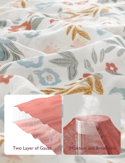 Momcozy Manta Swaddle de Musselina 4 Unid Floral Vermelho