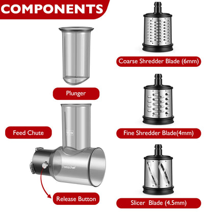 Acessório Ralador AMZCHEF para Juicer com 3 Lâminas Intercambiáveis (Inox)