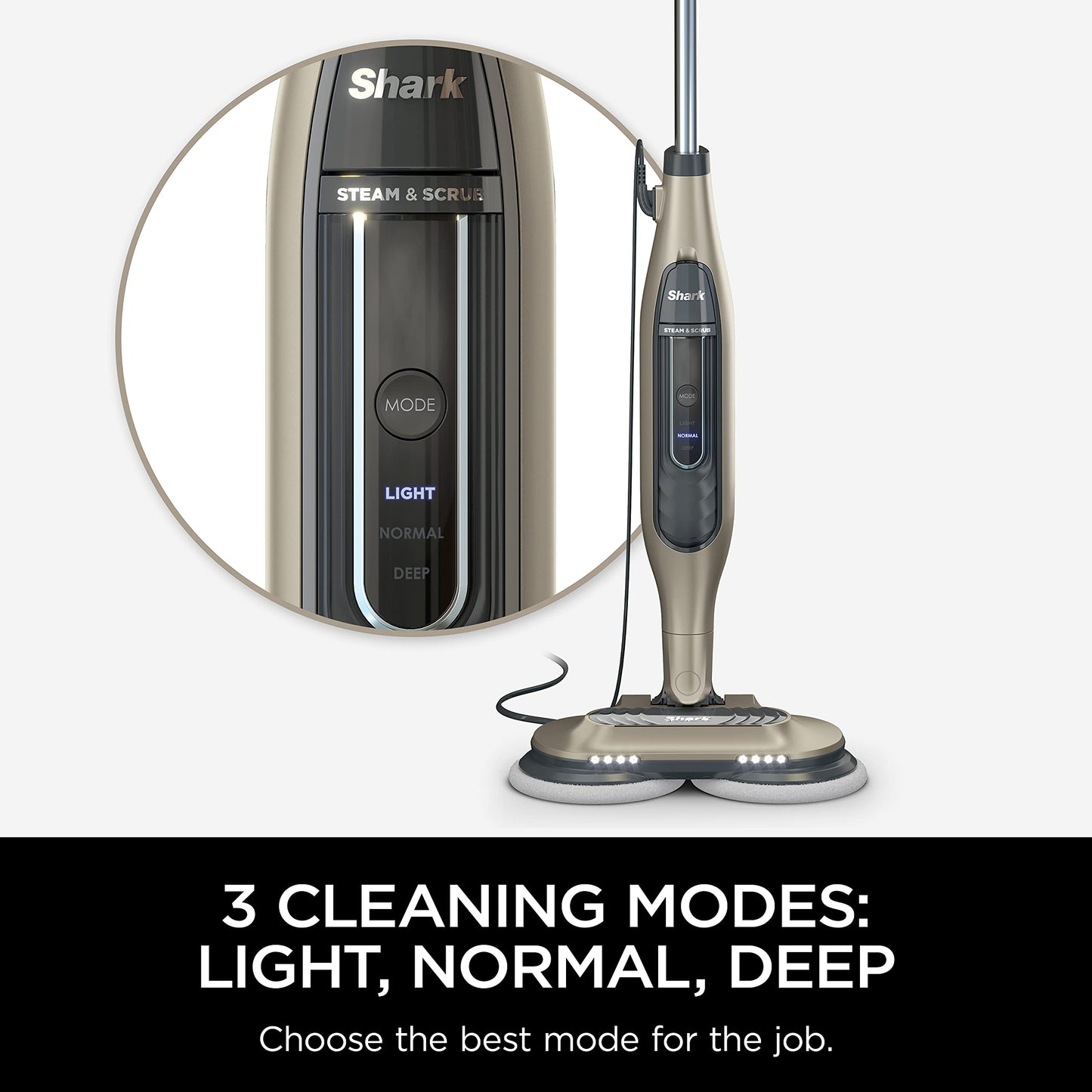 Shark Mop a Vapor S7001 Scrub & Sanitize com 4 Panos Laváveis LED Ouro 1120W