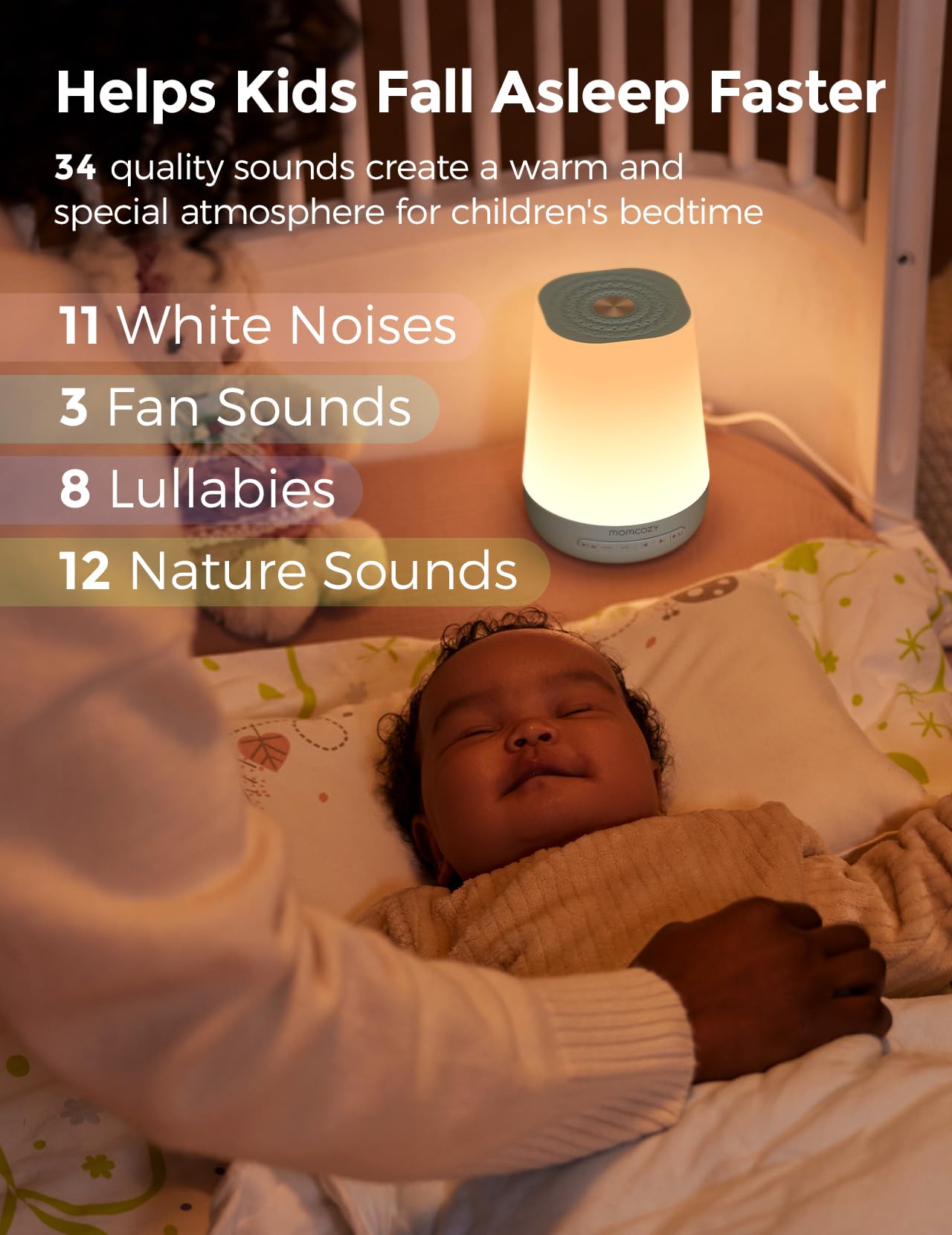 Momcozy Máquina de Ruído Branco e Luz Noturna com Controle App Verde