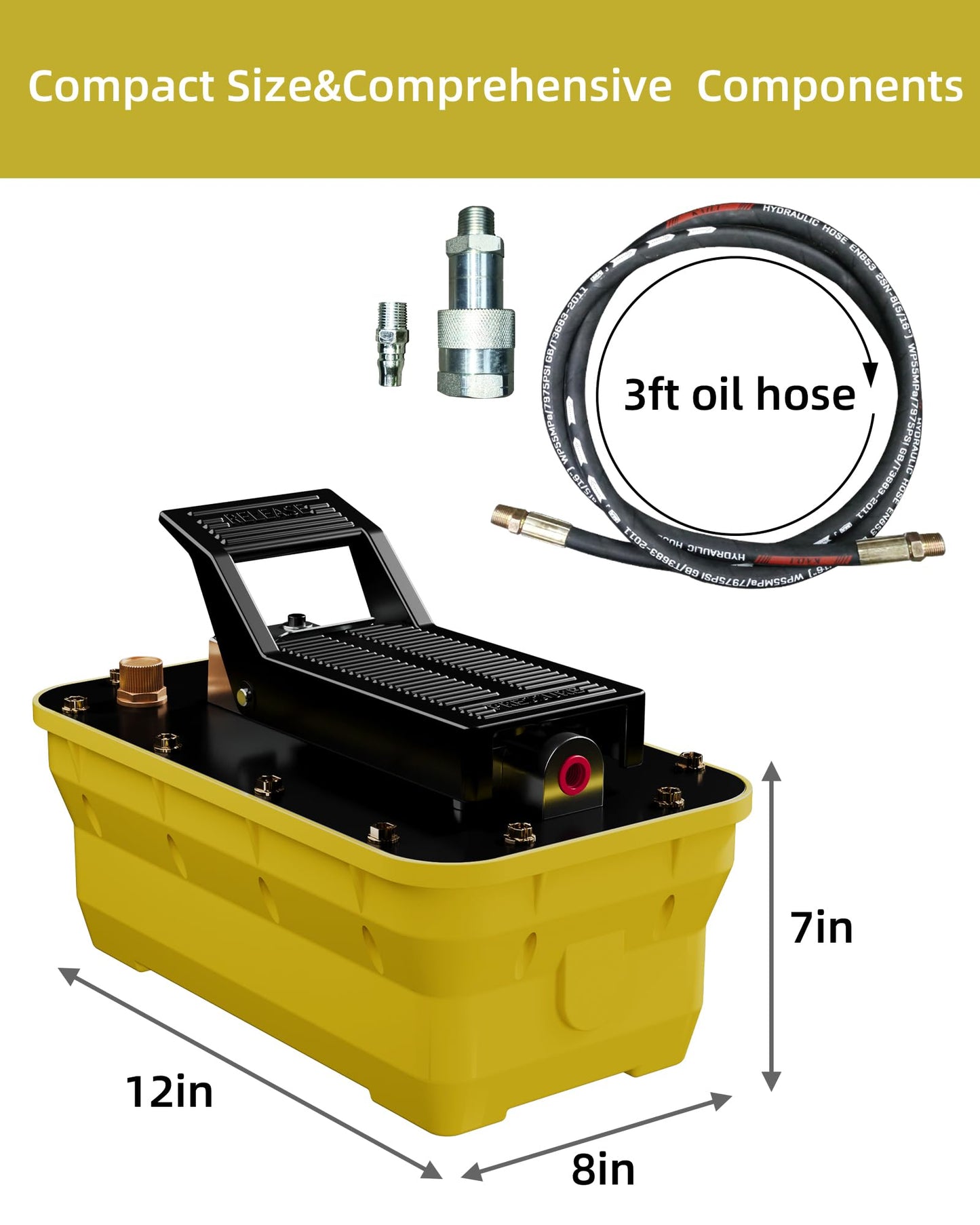 Takywep Bomba Hidráulica Pneumática 10.000 PSI 2,3L Amarela