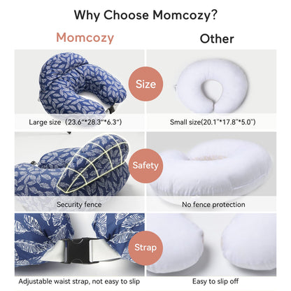 Momcozy Almofada de Amamentação Plus Size, Capa Removível, Azul Marinho