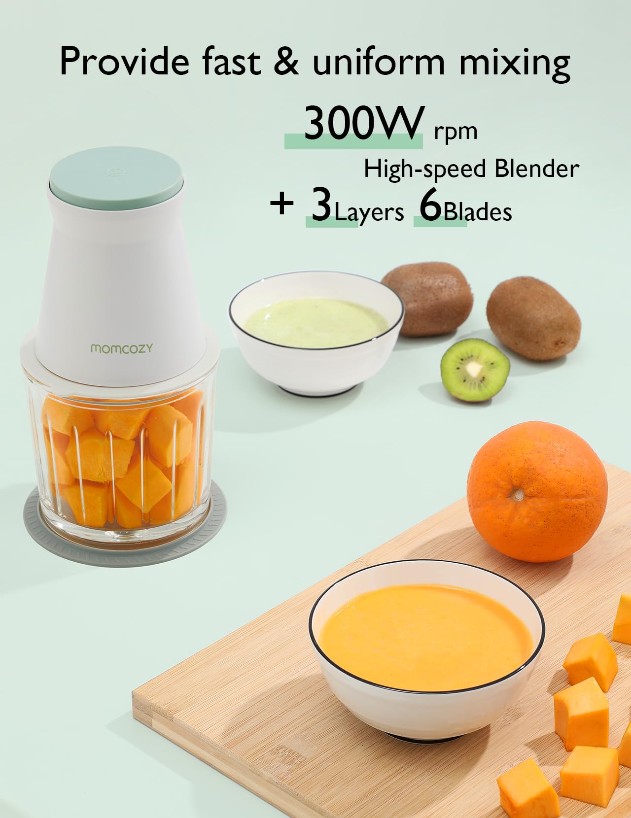 Momcozy Processador de Alimentos para Bebê 9 em 1 (300W, Verde)