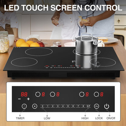 GTKZW Cooktop de Indução 30" 6400W com 4 Queimadores e Tela Touch (Preto)