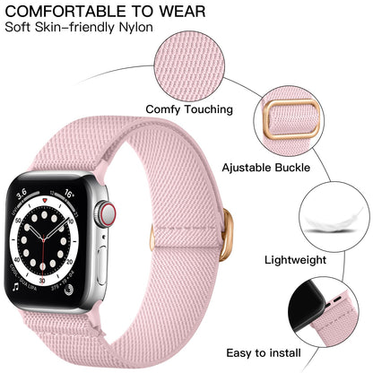 Lerobo Pulseira Trançada Compatível com Apple Watch (Rosa Claro)