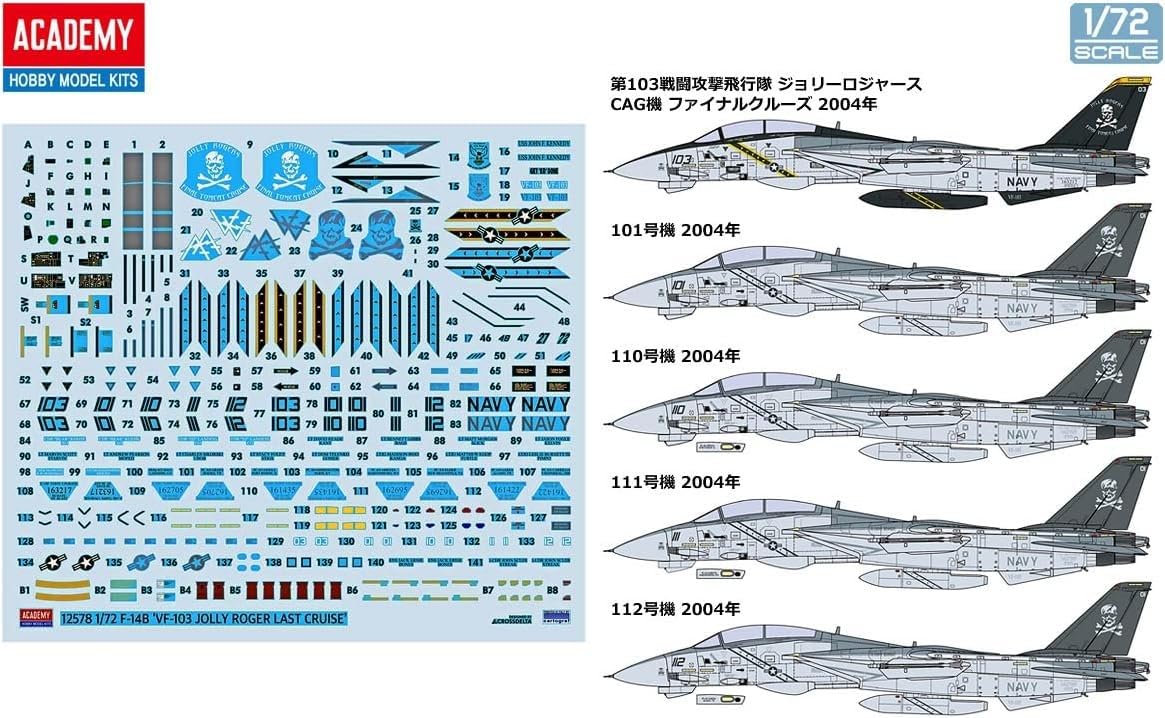 Academy F-14B Tomcat VF-103 Jolly Rogers 1/72 Modelo Plástico Detalhado