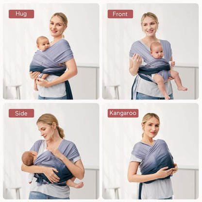 Momcozy Baby Wrap Carrier, Sling Ergonômico para Bebê de 8-35 lbs (Azul Gradiente)