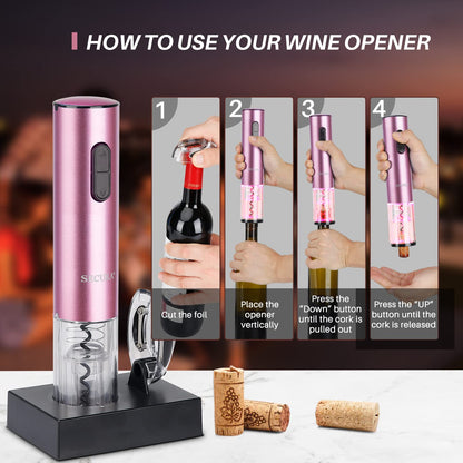 Secura Abridor Elétrico de Vinho Automático com Cortador de Lacre (Rose Gold)