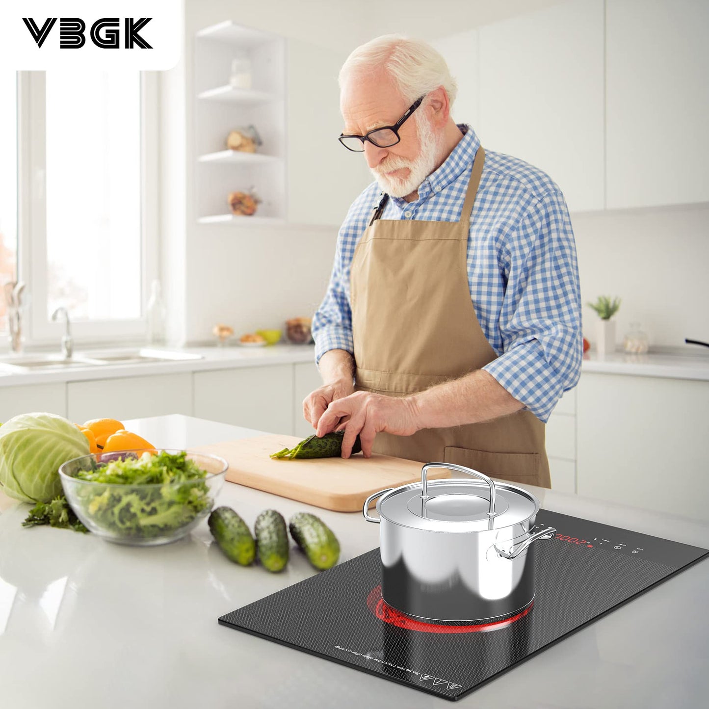 VBGK Cooktop Elétrico Portátil 2000W com 9 Níveis de Potência e Timer