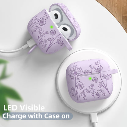 Lerobo Capa Gravada Silicone para AirPods 3ª Geração com Mosquetão (Lavanda)