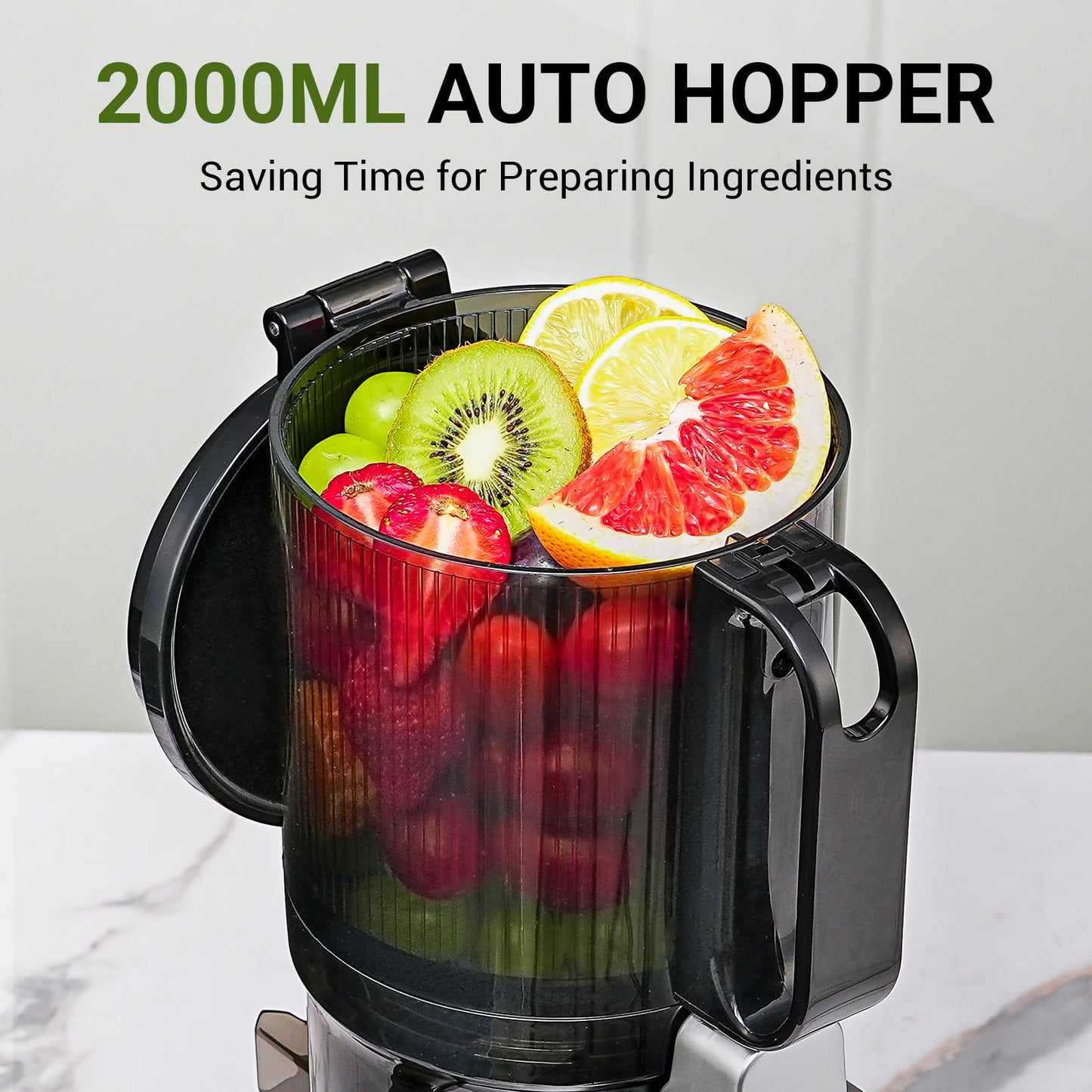 AMZCHEF Juicer Automático Masticating 250W com Abertura de 135mm (Prata)