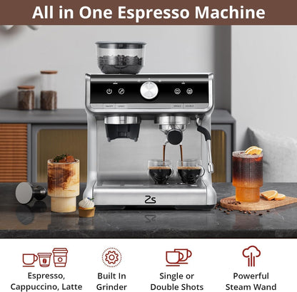 Takywep Máquina de Espresso Semi-Automática 20 Bar 2,8L Cinza