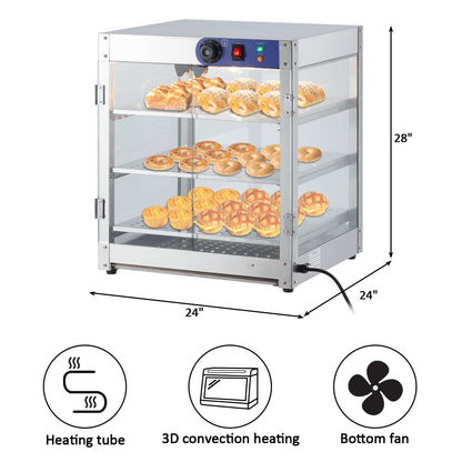 Takywep Vitrine Aquecedora de Alimentos Comercial 800W com 3 Níveis (Prata)