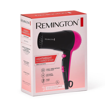 Secador Remington Compact Styler Portátil 1875W Preto e Rosa