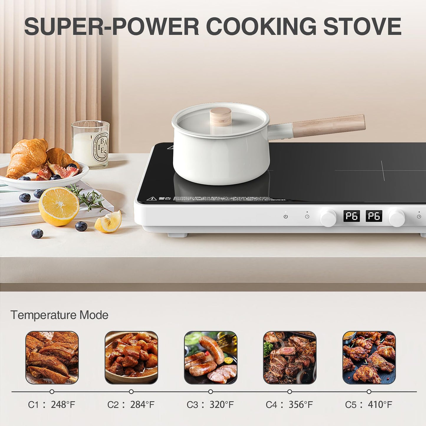 GTKZW Cooktop de Indução Duplo 110V 1800W com Grill e Chapa Removível