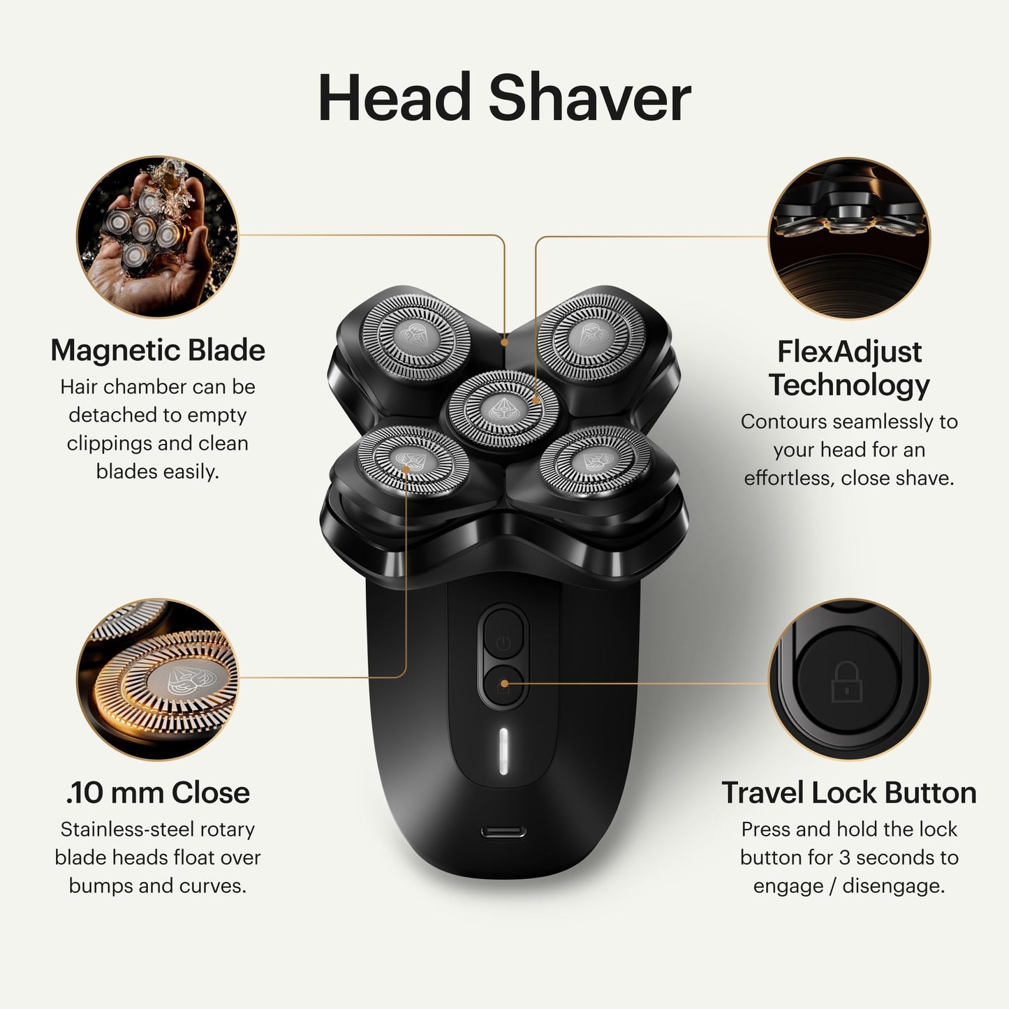 MANSCAPED The Dome Shaver PRO Barbeador para Cabeça 5 Lâminas