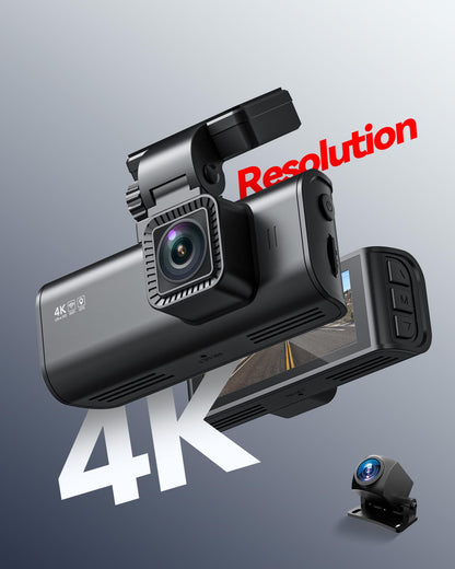 REDTIGER F7N Dash Cam 4K Dual com Wi-Fi, GPS e Cartão 64GB