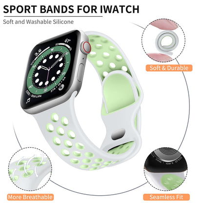 Lerobo Pulseira Silicone Apple Watch  38-49mm (Branco/Verde)